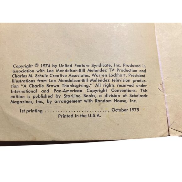 Vintage 1975 A Charlie Brown Thanksgiving Book By Charles M. Schulz - Picture 3 of 13